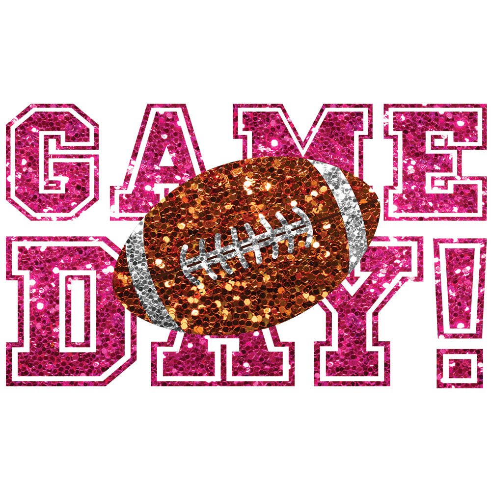 Faux Sequin Game Day Football Pink – DTF Transfer