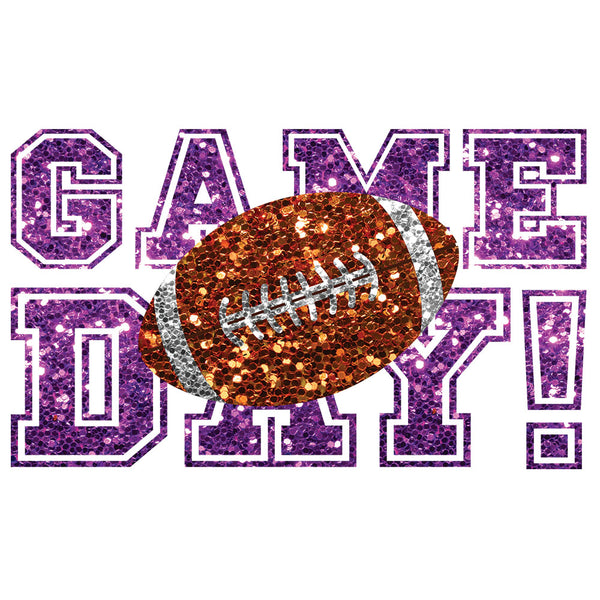Faux Sequin Game Day Football Purple – DTF Transfer