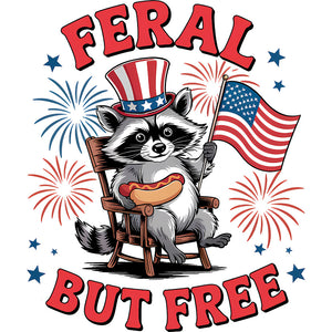 Feral But Free Hot Dog Raccoon - DTF Transfer