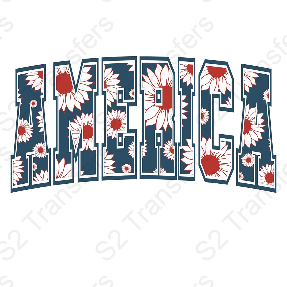 Floral Print America Blue