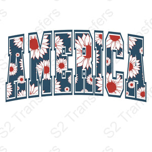 Floral Print America Blue