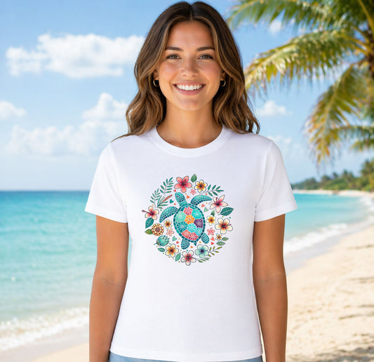Floral Sea Turtle – DTF Transfer