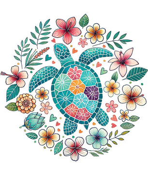 Floral Sea Turtle – DTF Transfer