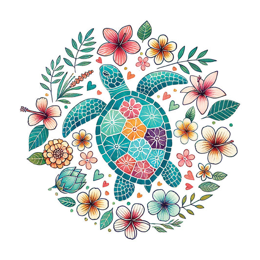 Floral Sea Turtle – DTF Transfer
