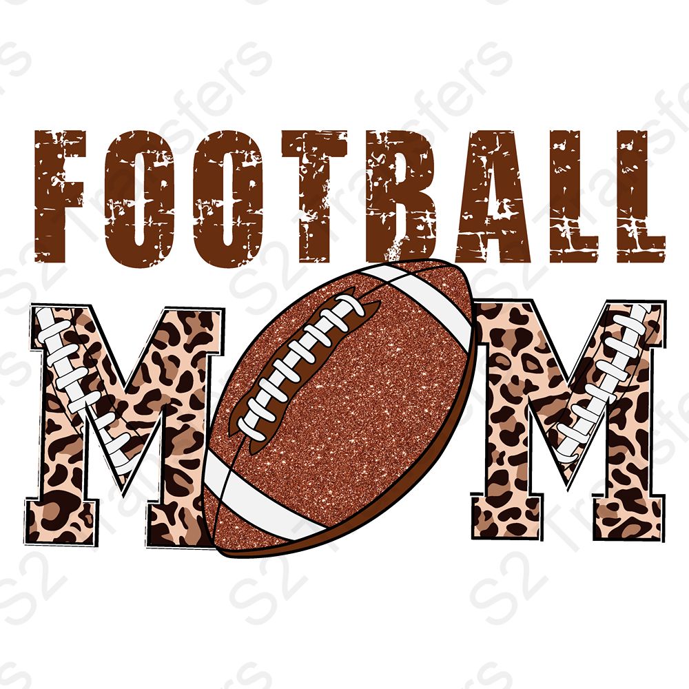 Football Mom Leopard Faux Glitter