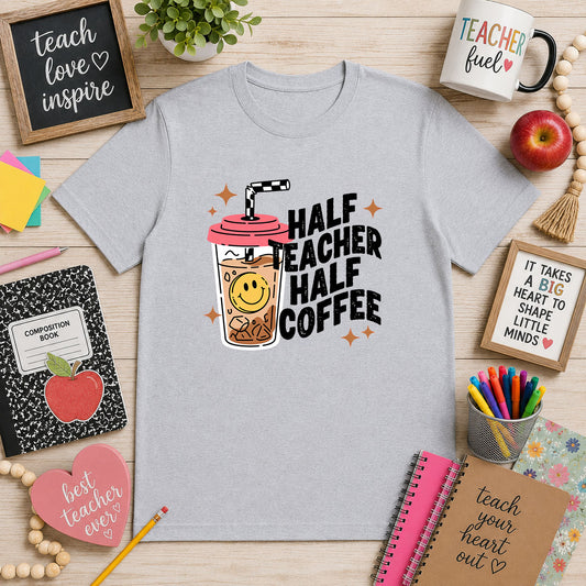 Half Teacher Half Coffee Retro – DTF Transfer