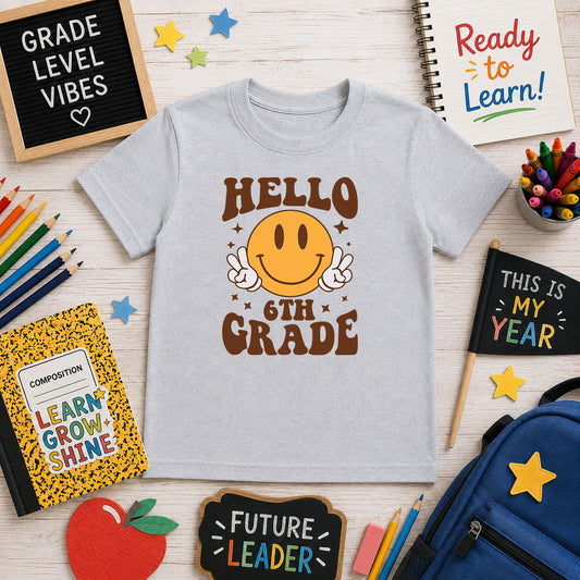 Hello 6th Grade Smiley – DTF Transfer