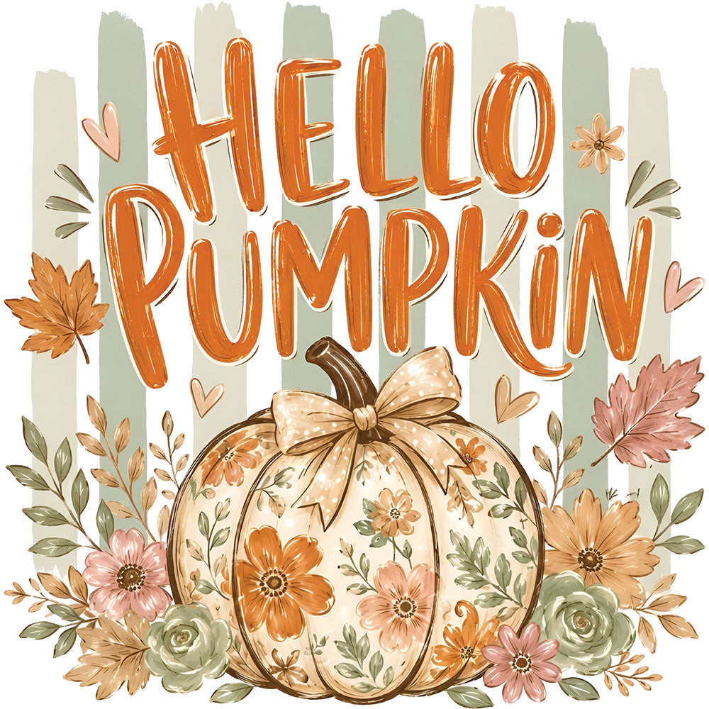 Hello Pumpkin Pastel Floral – DTF Transfer