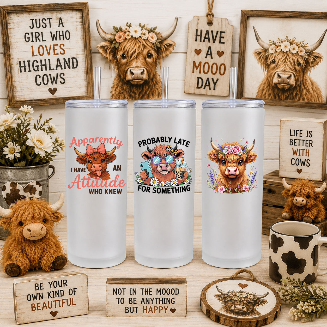 Highland Cow UV DTF Sticker Sheet