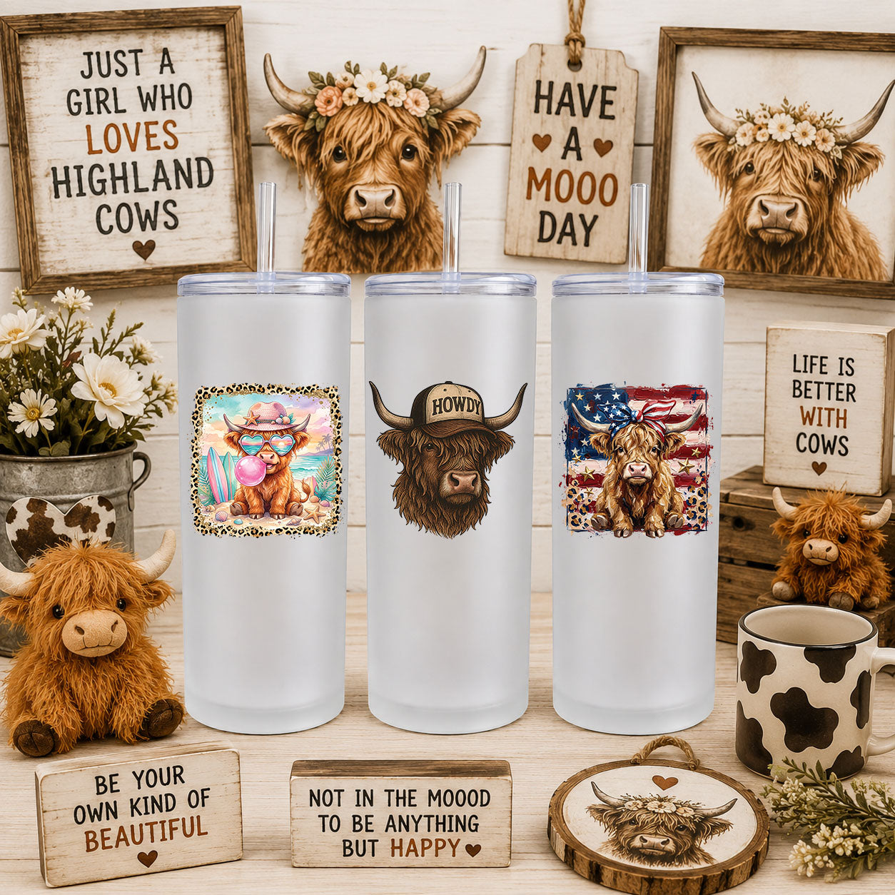 Highland Cow UV DTF Sticker Sheet