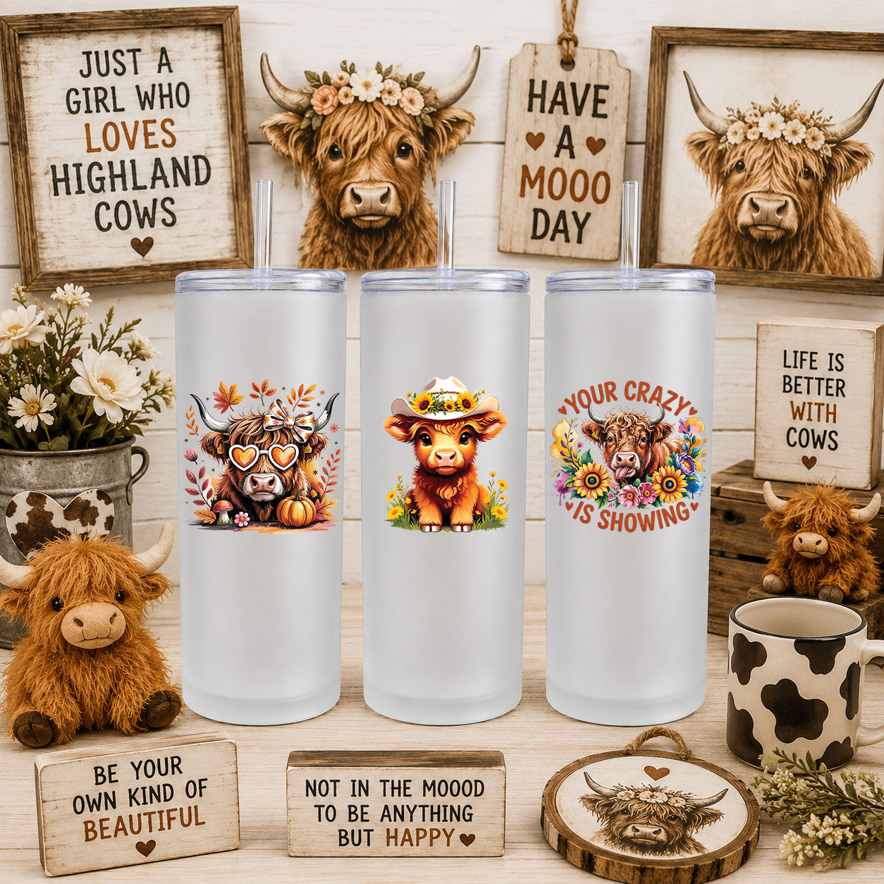 Highland Cow UV DTF Sticker Sheet