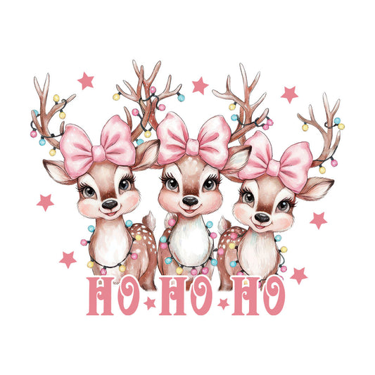 Ho Ho Ho Pink Reindeer - DTF Transfer