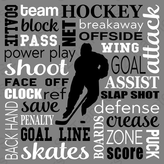 Hockey Word Art BW