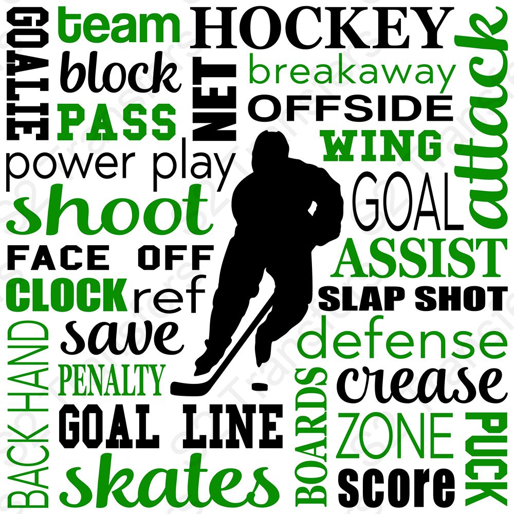 Hockey Word Art Green