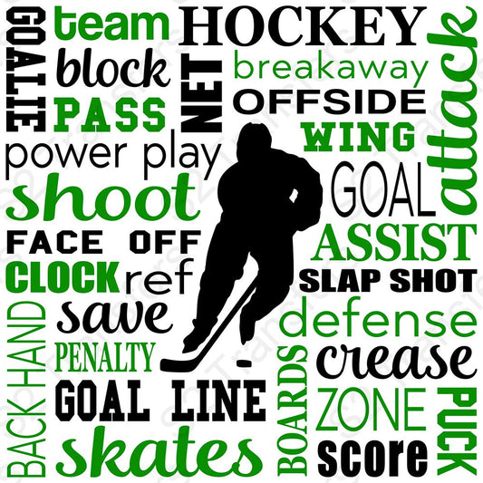 Hockey Word Art Green