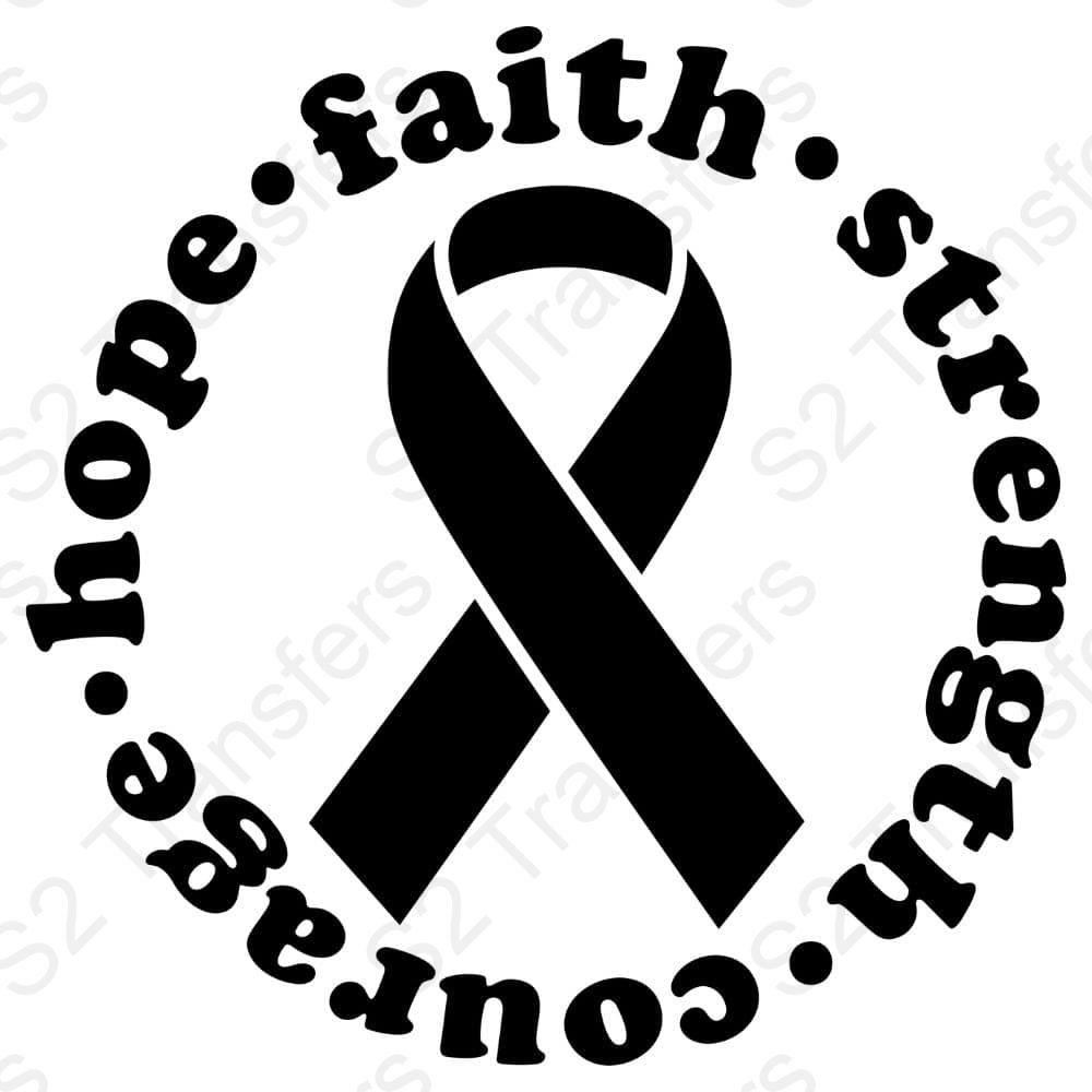 Hope Faith Strength Courage Ribbon Blk