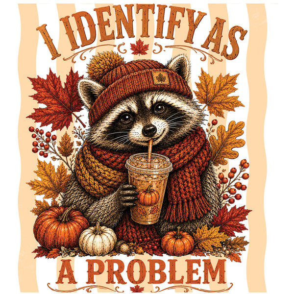 I Identify As A Problem Fall Racoon – DTF Transfer