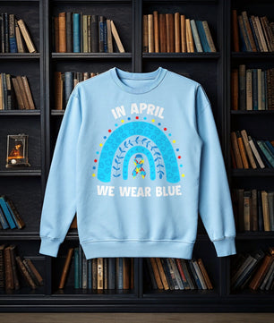 In April We Wear Blue Rainbow Puzzle Autism - DTF Transfer