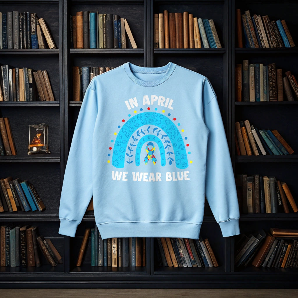 In April We Wear Blue Rainbow Puzzle Autism - DTF Transfer