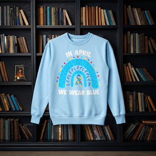 In April We Wear Blue Rainbow Puzzle Autism - DTF Transfer