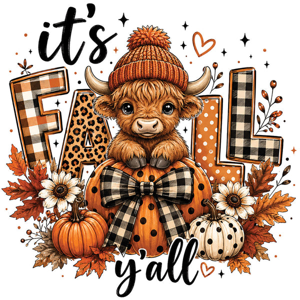 It's Fall Yall Highland Cow – DTF Transfer