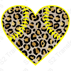 Leopard Print Softball Heart