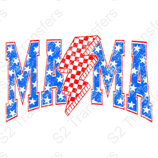 Mama Checkered Bolt Patriotic