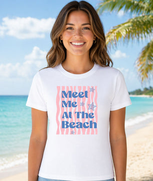 Meet Me At The Beach Pink Stripes – DTF Transfer