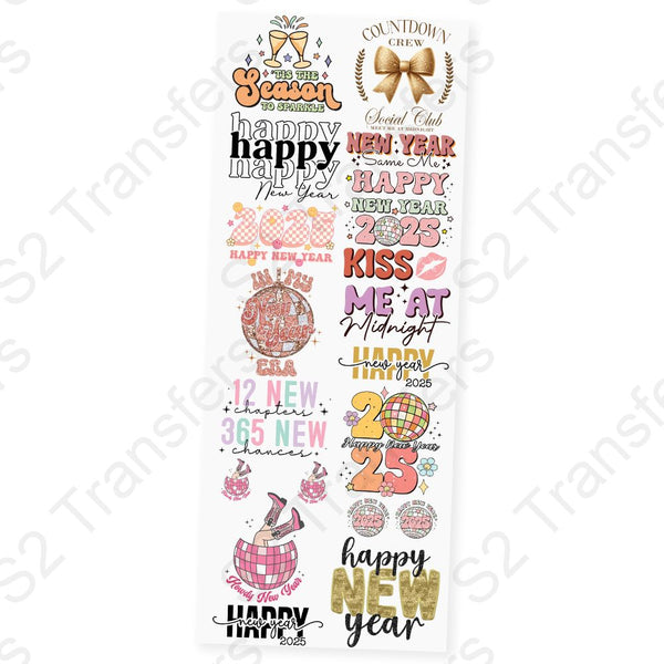 New Year Sparkle Premade DTF Transfer Gangsheet