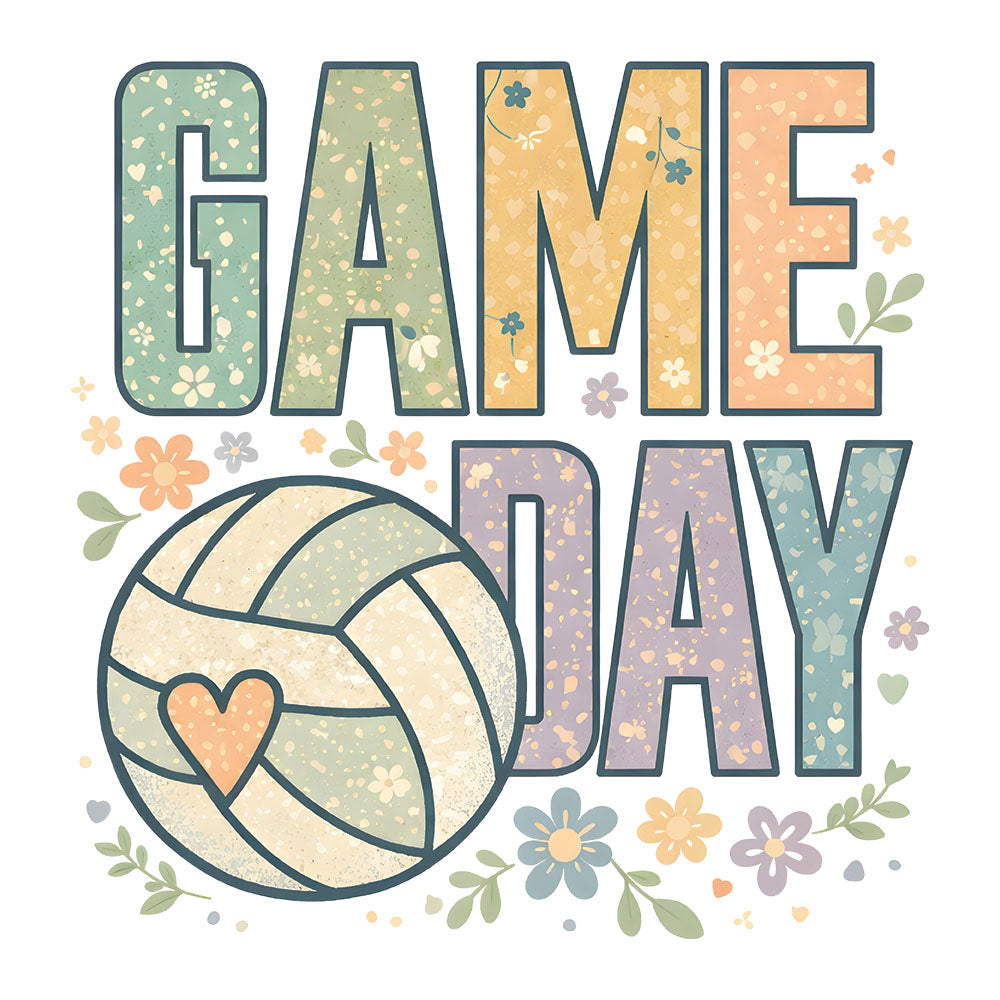 Pastel Game Day Volleyball – DTF Transfer