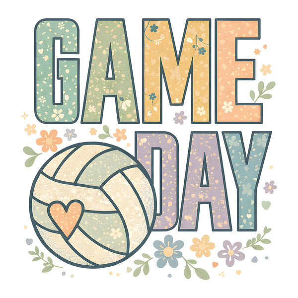 Pastel Game Day Volleyball – DTF Transfer
