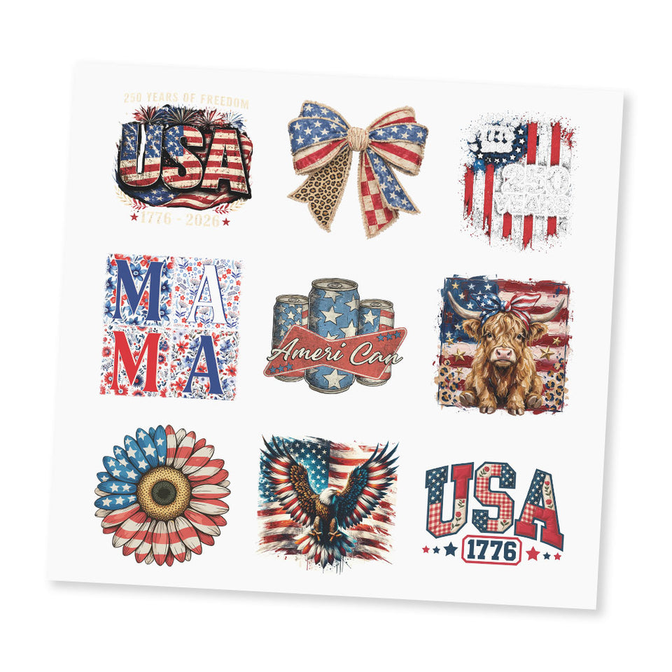 Patriotic UV DTF Sticker Sheet