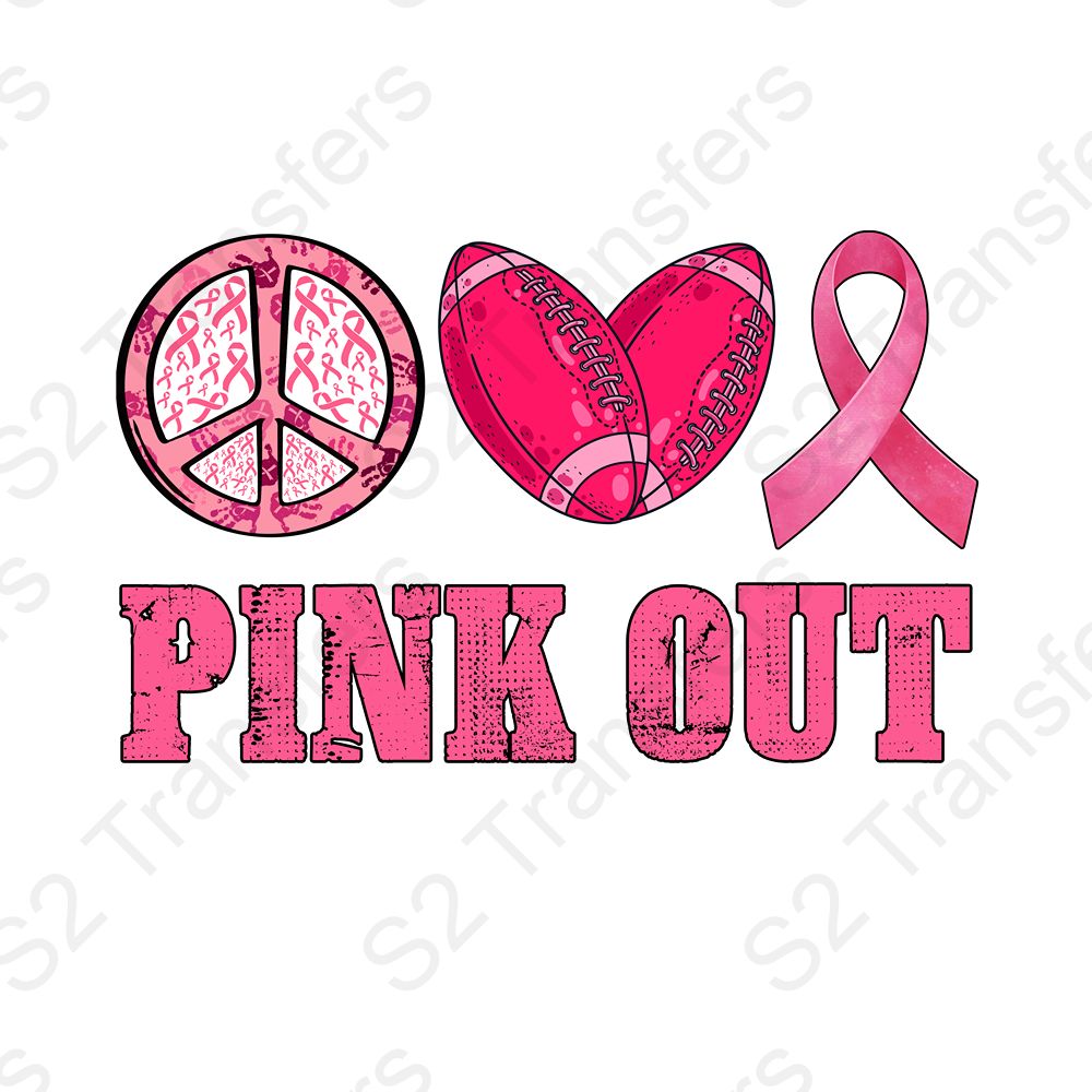 Pink Out Peace Football Ribbon