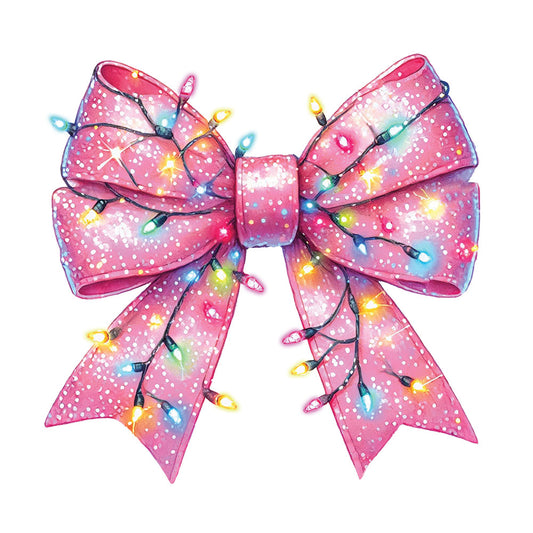 Pink Christmas Light Bow - DTF Transfer