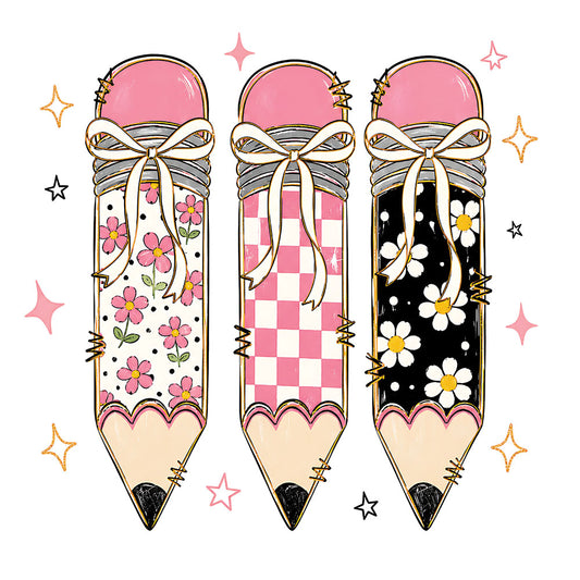 Pink Pencil Trio – DTF Transfer