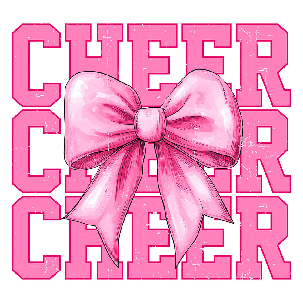 Pink Cheer Bow Distressed - DTF Transfer