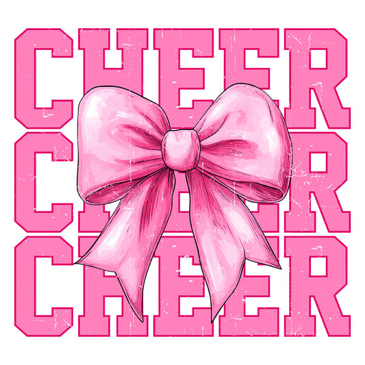 Pink Cheer Bow Distressed - DTF Transfer