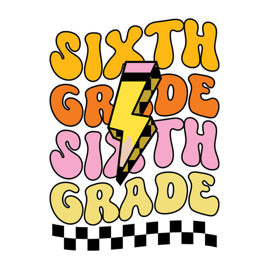 Retro Sixth Grade Pencil – DTF Transfer