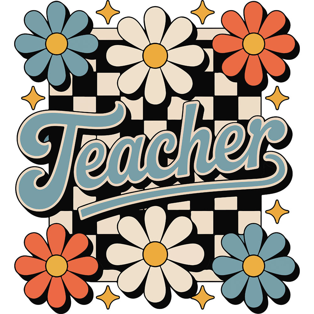 Retro Teacher Flowers – DTF Transfer