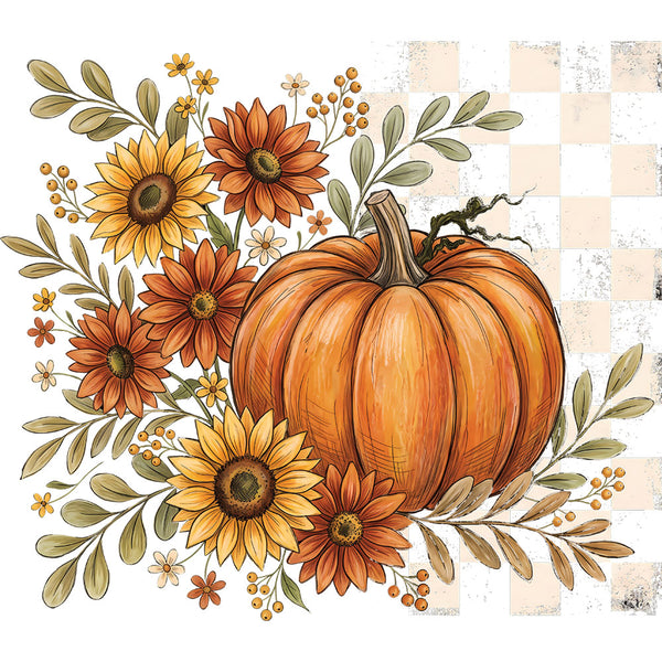 Rustic Flowers And Pumpkin – DTF Transfer