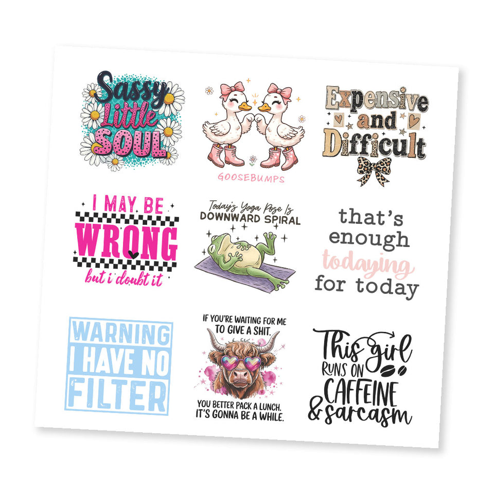 Funny UV DTF Sticker Sheet