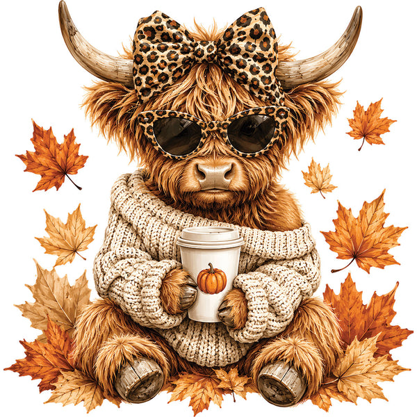 Sassy Fall Highland Cow – DTF Transfer
