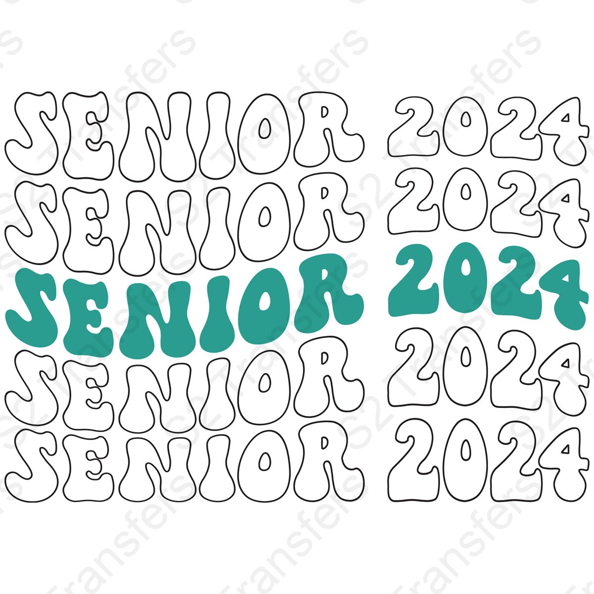 Senior 2024 Teal Wavy