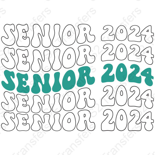 Senior 2024 Teal Wavy