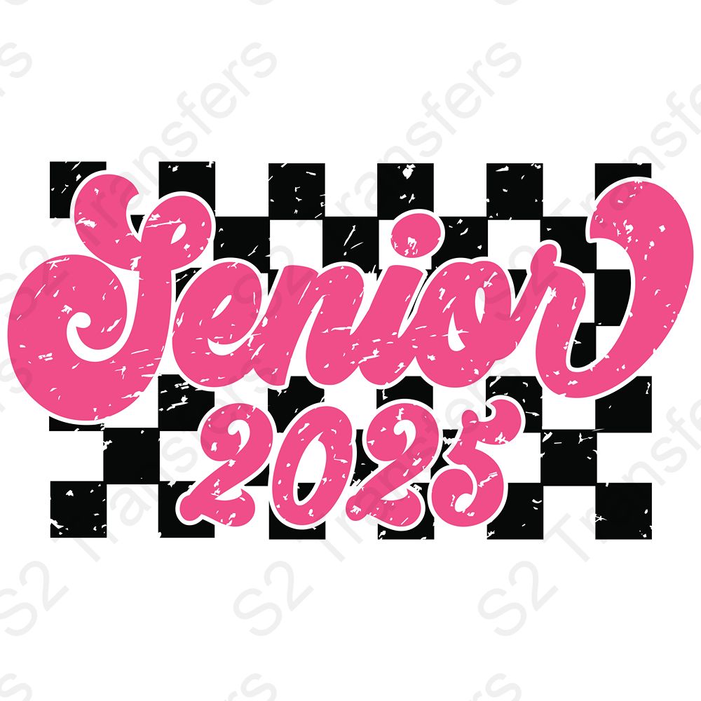 Senior 2025 Pink Checkered Retro