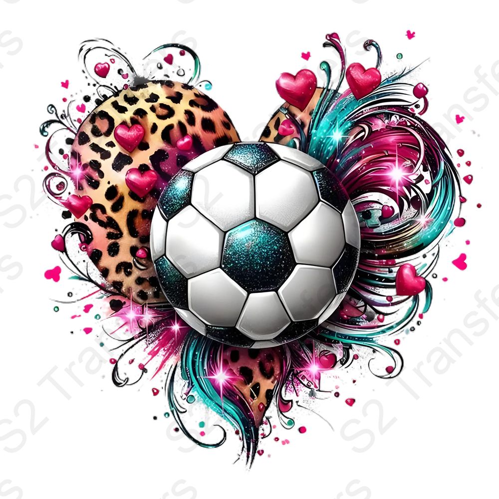 Soccer Ball Leopard Heart Color