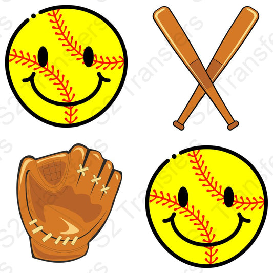 Softball Smiley Bats And Mit