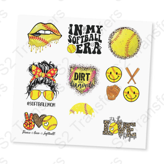 Softball UV DTF Sticker Sheet