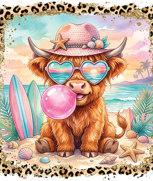 Summer Highland Cow – DTF Transfer