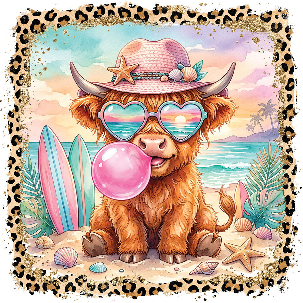 Summer Highland Cow – DTF Transfer